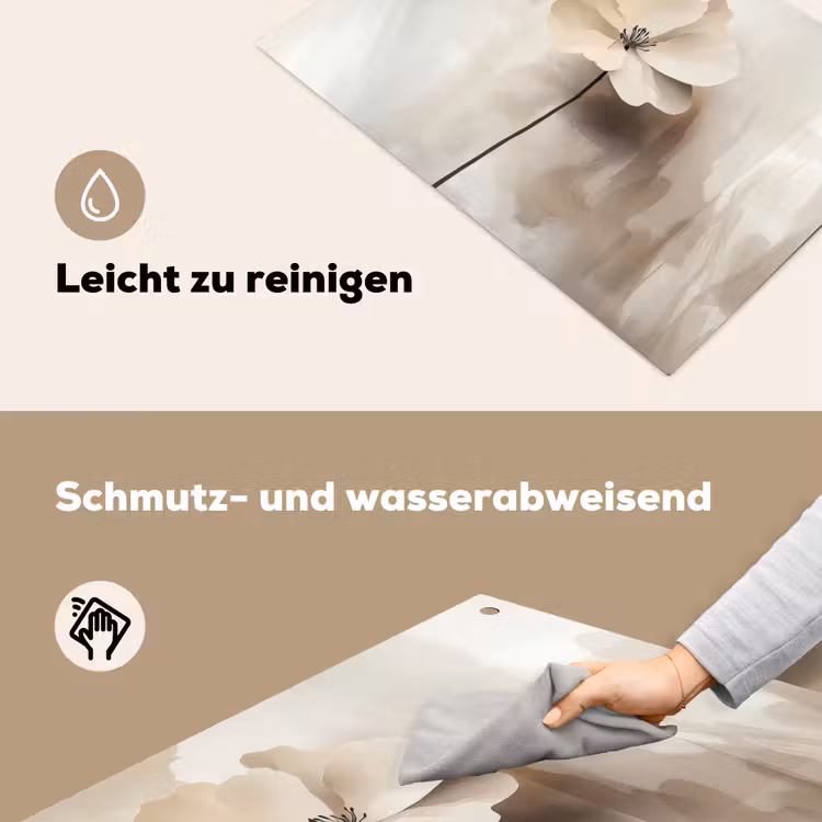 Bloem - Beige - Verf - Schaduw Inductie beschemer met haakjes klein -ky-schoon-de