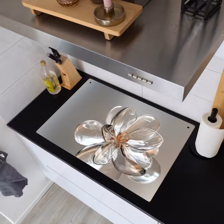 Bloem - Glazen - Doorzichtig Inductie beschemer met haakjes klein -sfeer1