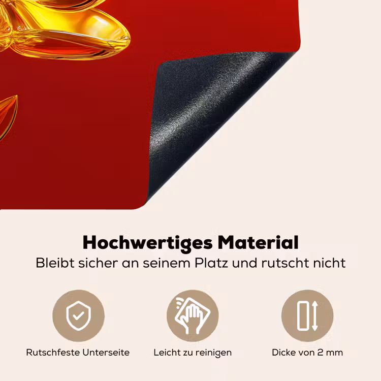 Bloem - Goud - Glazen Inductie beschemer met haakjes klein -ky-onderkant-de