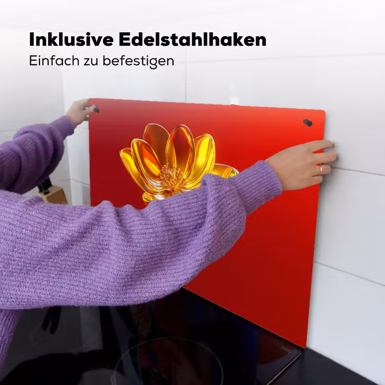 Bloem - Goud - Glazen Inductie beschemer met haakjes klein -ky-ophangen-de