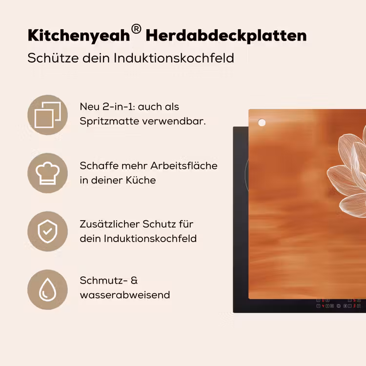 Bloem - Minimalistisch - Wit Inductie beschemer met haakjes klein -ky-usp-de