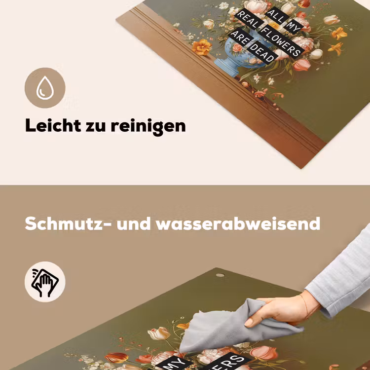 Bloem - Quote - Vintage - Art Inductie beschemer met haakjes klein -ky-schoon-de