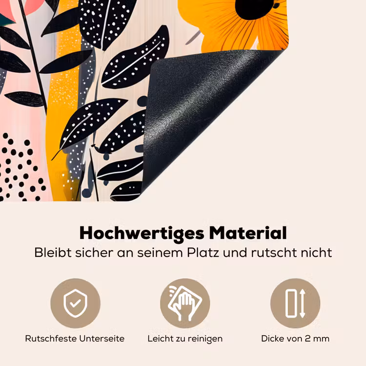 Bloemen - Bladeren - Abstract - Kleurrijk Inductie beschemer met haakjes klein -ky-onderkant-de