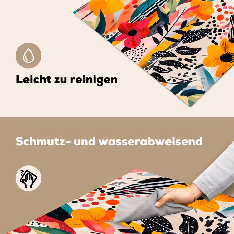Bloemen - Bladeren - Abstract - Kleurrijk Inductie beschemer met haakjes klein -ky-schoon-de