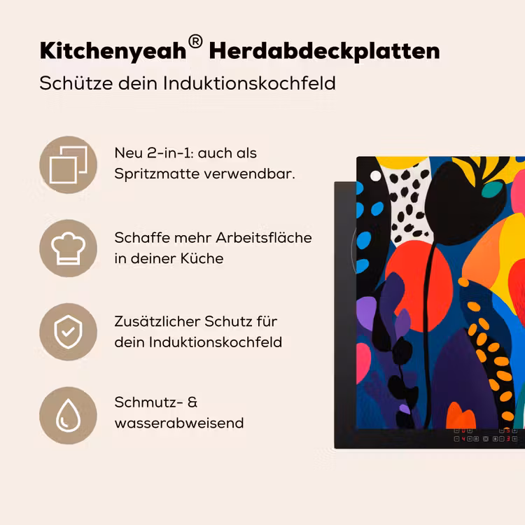 Bloemen - Bladeren - Abstract - Rood Inductie beschemer met haakjes klein -ky-usp-de