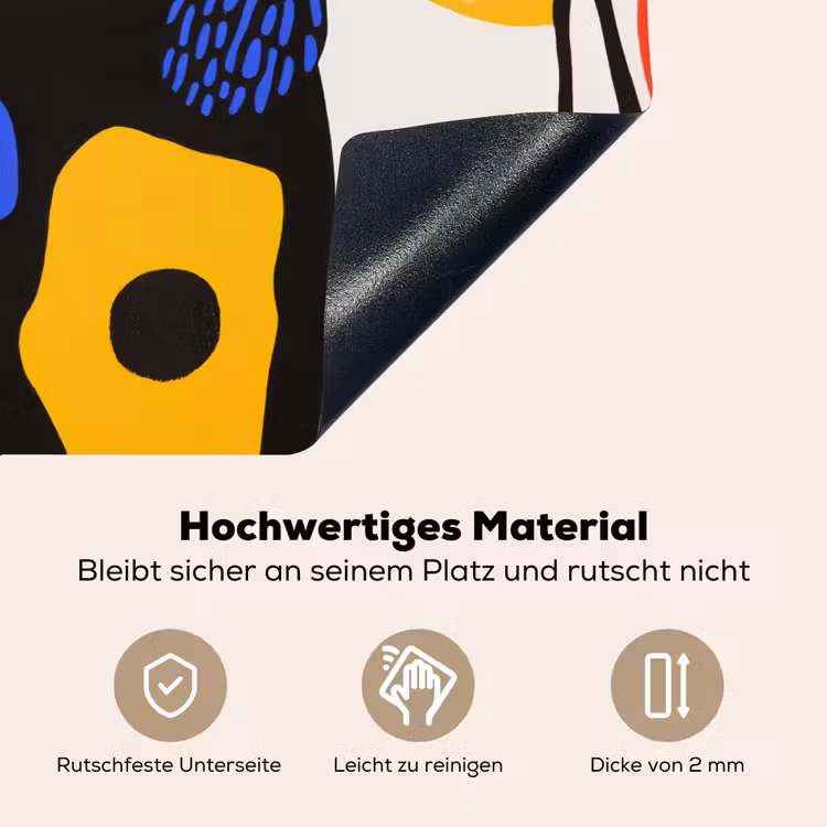 Bloemen - Bladeren - Abstract - Zwart Inductie beschemer met haakjes klein -ky-onderkant-de