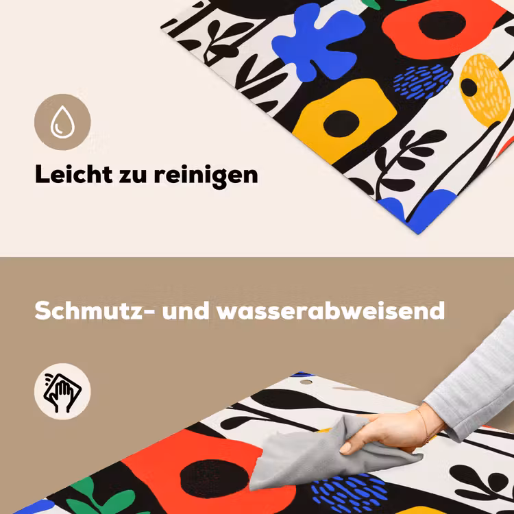 Bloemen - Bladeren - Abstract - Zwart Inductie beschemer met haakjes klein -ky-schoon-de