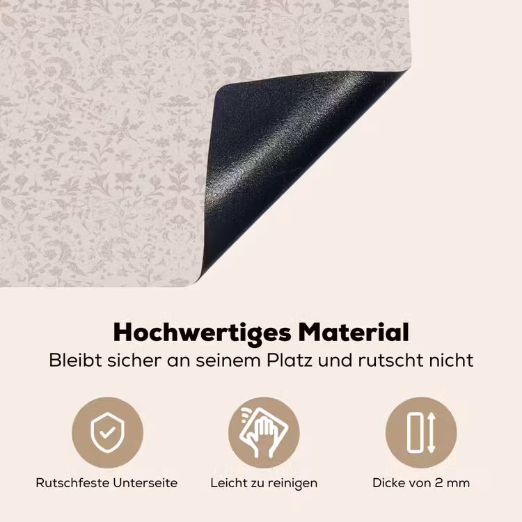 Bloemen - Bladeren - Licht - Taupe Inductie beschemer met haakjes klein 777 -ky-onderkant-de