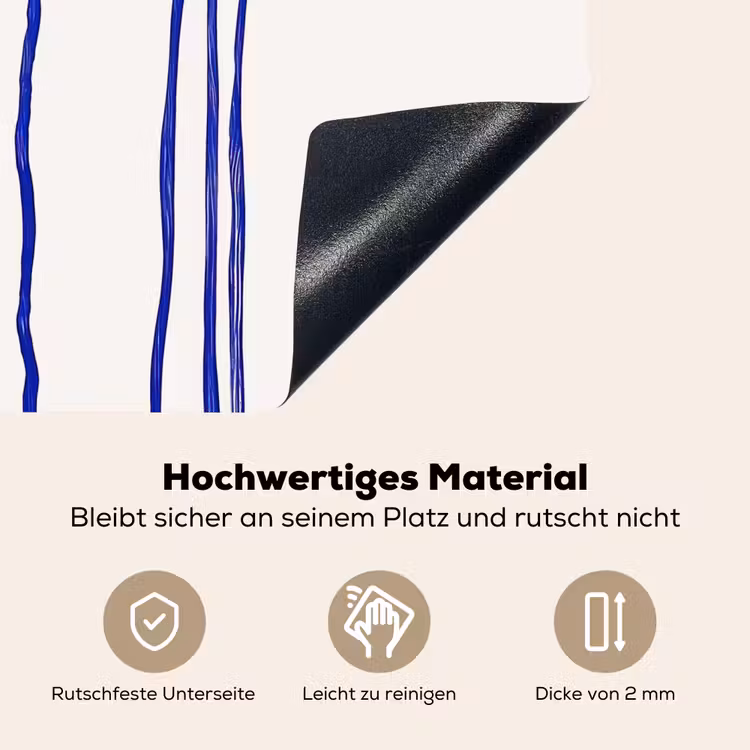 Bloemen - Blauw - Lijnen - Bloemblaadjes Inductie beschemer met haakjes middel -ky-onderkant-de