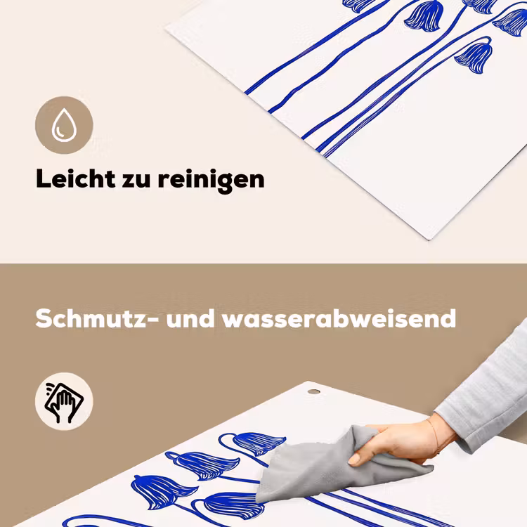 Bloemen - Blauw - Lijnen - Bloemblaadjes Inductie beschemer met haakjes middel -ky-schoon-de