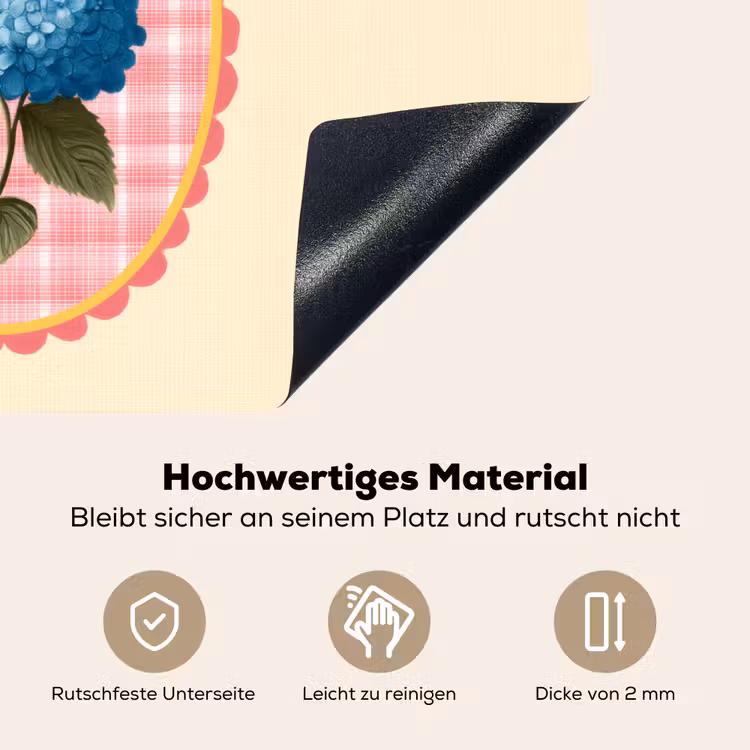 Bloemen - Blauw - Lijst - Bladeren Inductie beschemer met haakjes klein -ky-onderkant-de