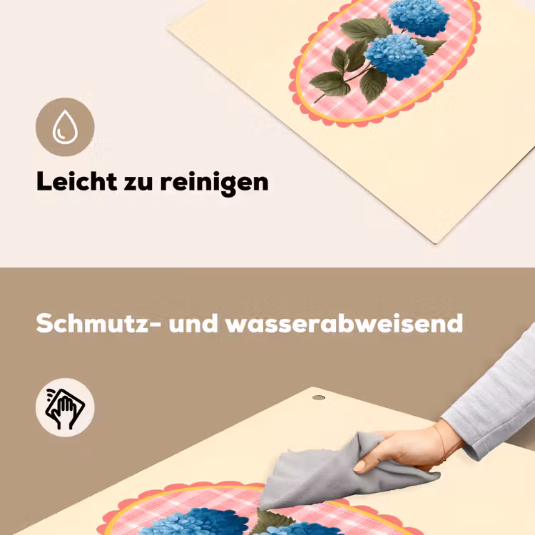 Bloemen - Blauw - Lijst - Bladeren Inductie beschemer met haakjes klein -ky-schoon-de