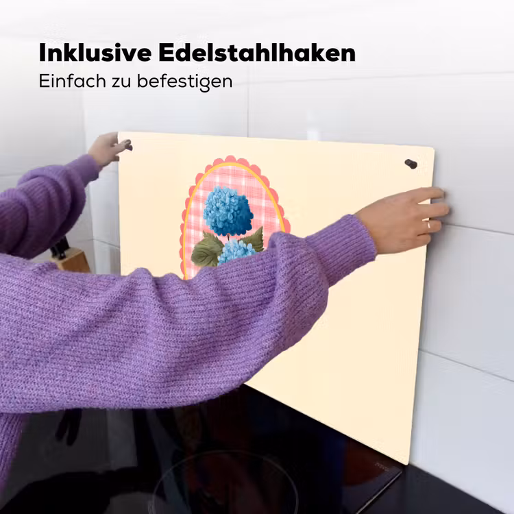 Bloemen - Blauw - Lijst - Bladeren Inductie beschemer met haakjes klein -ky-ophangen-de