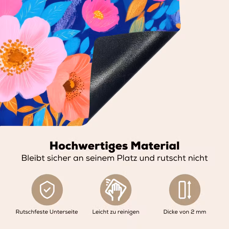 Bloemen - Blauw - Roze Inductie beschemer met haakjes klein -ky-onderkant-de