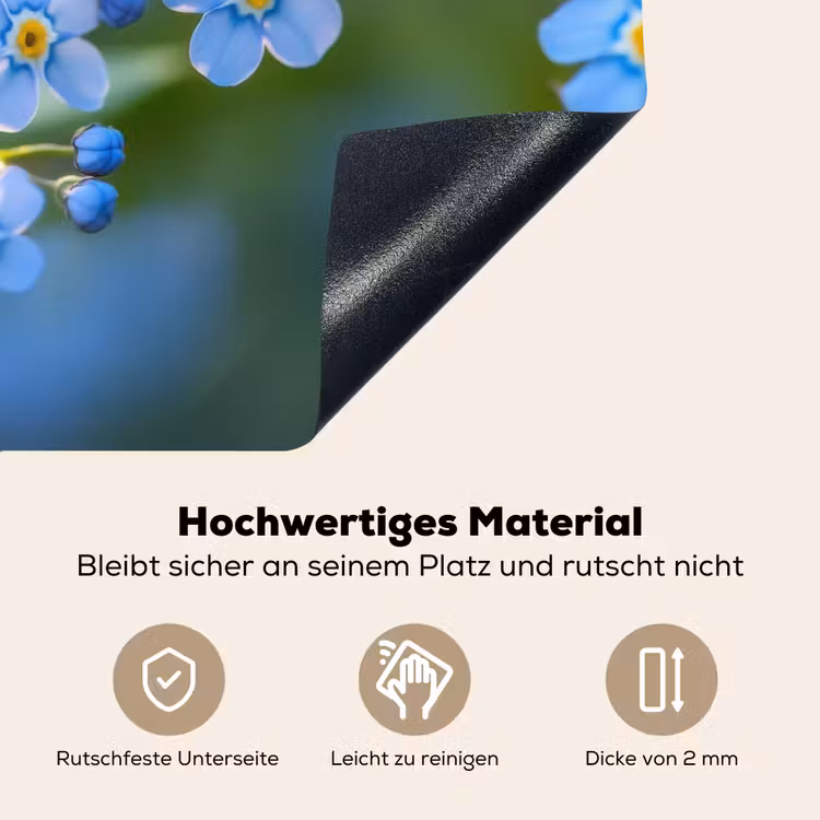 Bloemetjes - Blauw - Vergeet mij nietjes Inductie beschemer met haakjes klein -ky-onderkant-de