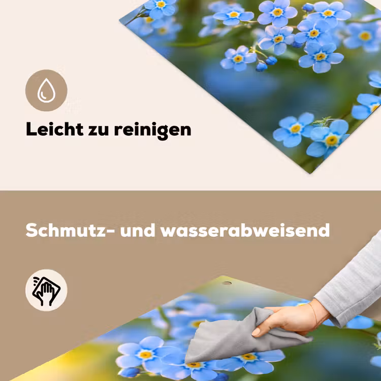 Bloemetjes - Blauw - Vergeet mij nietjes Inductie beschemer met haakjes klein -ky-schoon-de