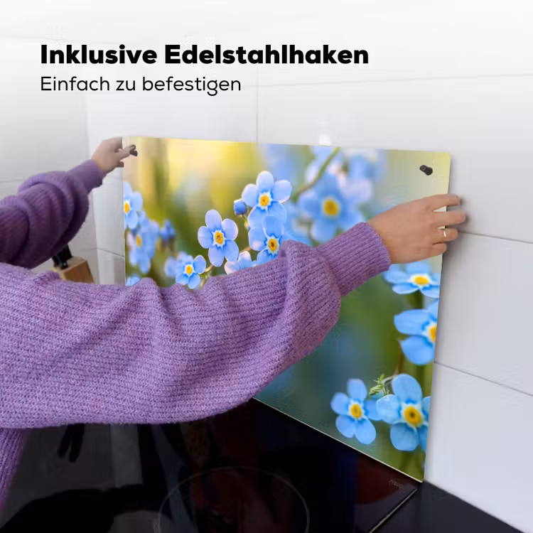 Bloemetjes - Blauw - Vergeet mij nietjes Inductie beschemer met haakjes klein -ky-ophangen-de