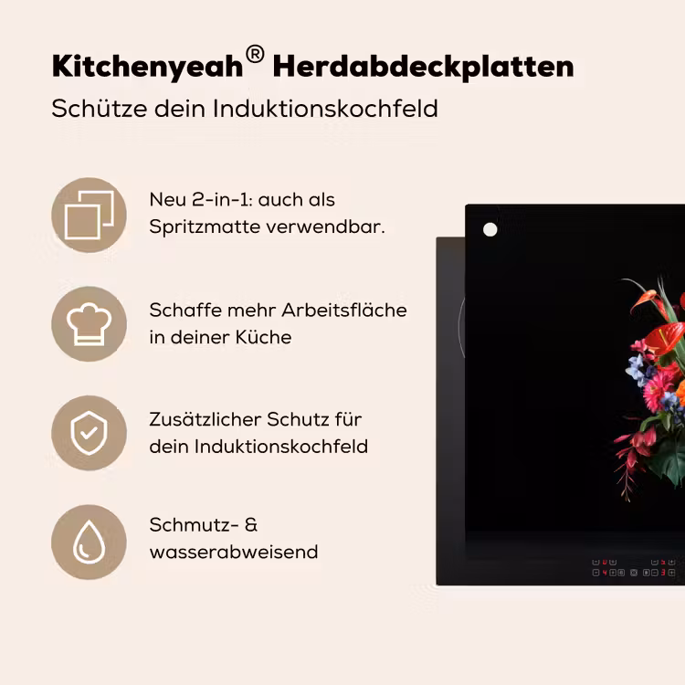 Bloemen - Boeket - Sierlijk Inductie beschemer met haakjes klein -ky-usp-de