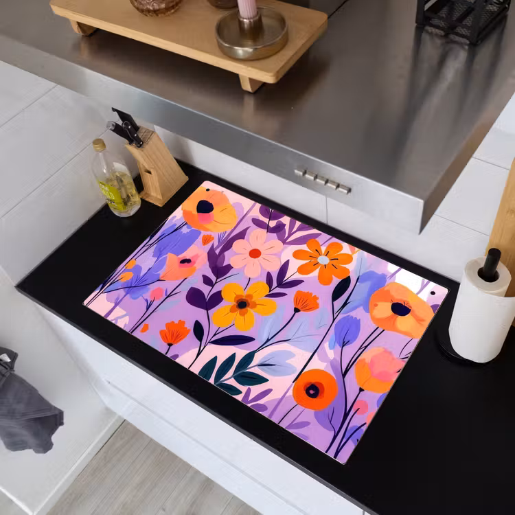 Bloemen - Kleurrijk - Bladeren Inductie beschemer met haakjes klein -sfeer1