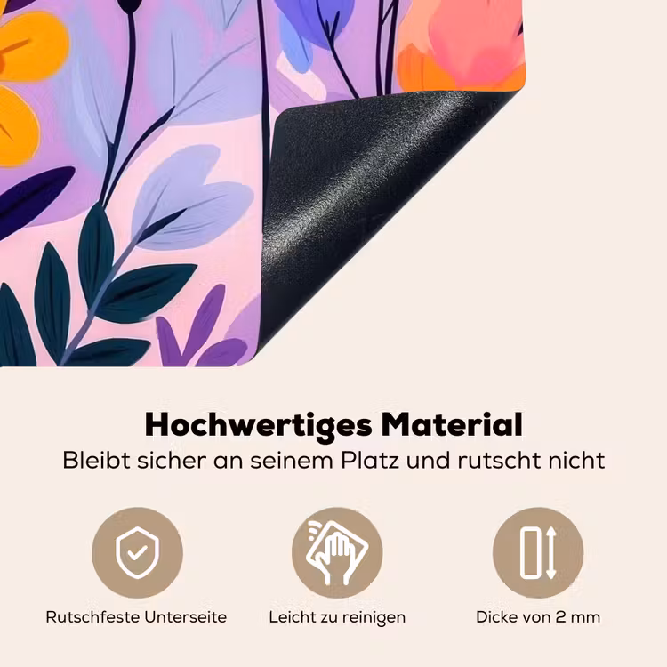 Bloemen - Kleurrijk - Bladeren Inductie beschemer met haakjes klein -ky-onderkant-de