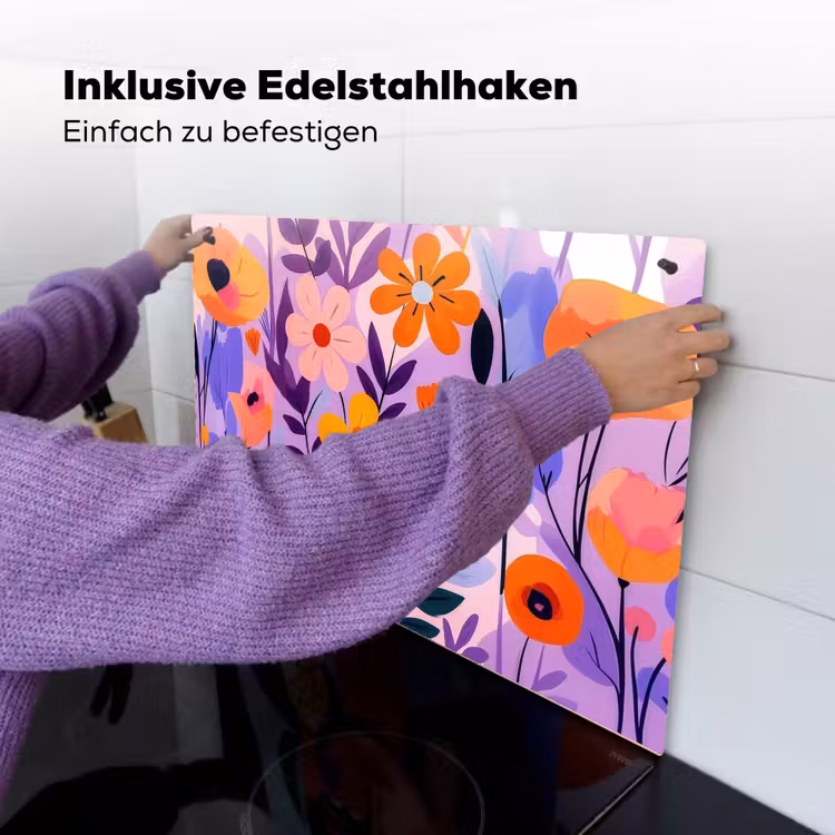 Bloemen - Kleurrijk - Bladeren Inductie beschemer met haakjes klein -ky-ophangen-de