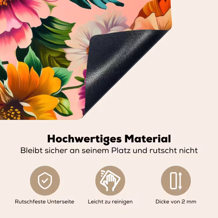 Bloemen - Kleurrijk - Roze Inductie beschemer met haakjes klein -ky-onderkant-de