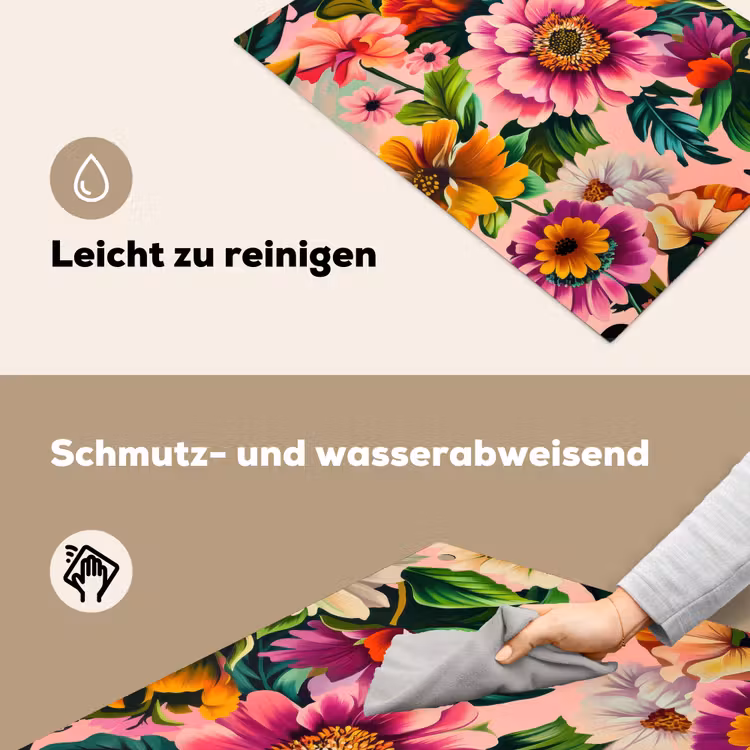 Bloemen - Kleurrijk - Roze Inductie beschemer met haakjes klein -ky-schoon-de