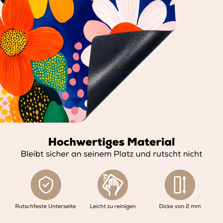 Bloemen - Kleurrijk - Stippen Inductie beschemer met haakjes klein -ky-onderkant-de
