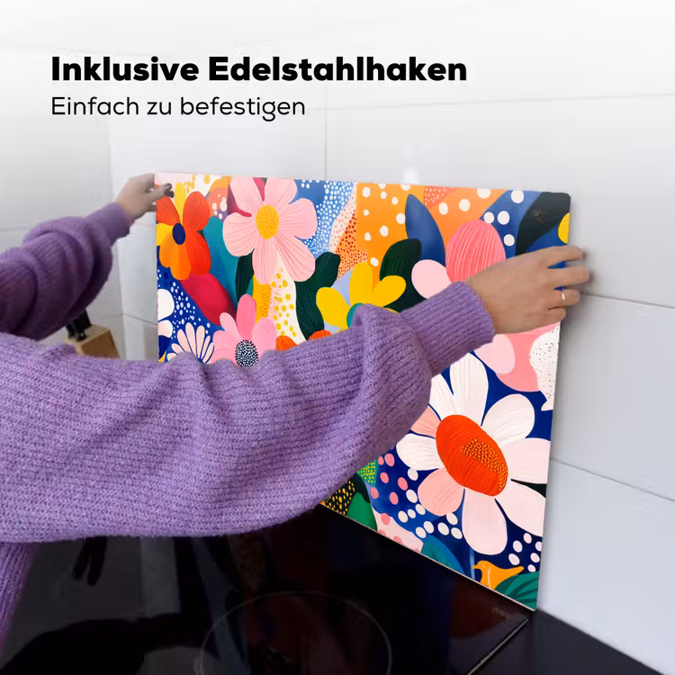 Bloemen - Kleurrijk - Stippen Inductie beschemer met haakjes klein -ky-ophangen-de