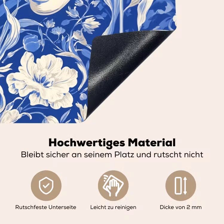 Bloemen - Delfts Blauw - Patroon - Tulp Inductie beschemer met haakjes klein -ky-onderkant-de