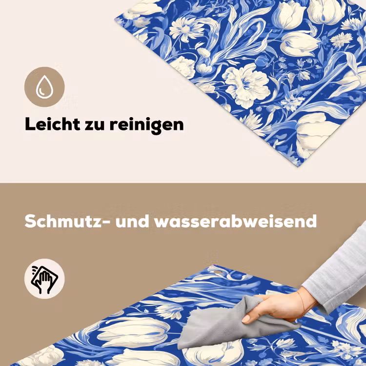 Bloemen - Delfts Blauw - Patroon - Tulp Inductie beschemer met haakjes klein -ky-schoon-de