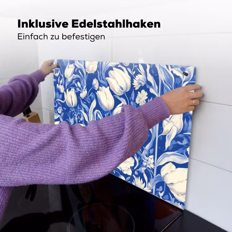 Bloemen - Delfts Blauw - Patroon - Tulp Inductie beschemer met haakjes klein -ky-ophangen-de