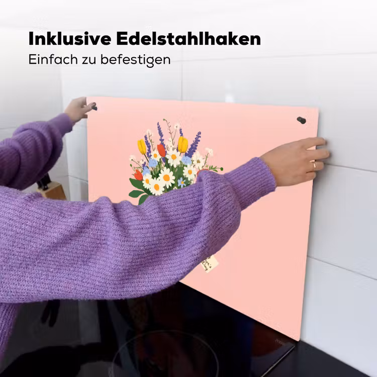 Bloemen - Lint - Kaartje Inductie beschemer met haakjes klein -ky-ophangen-de