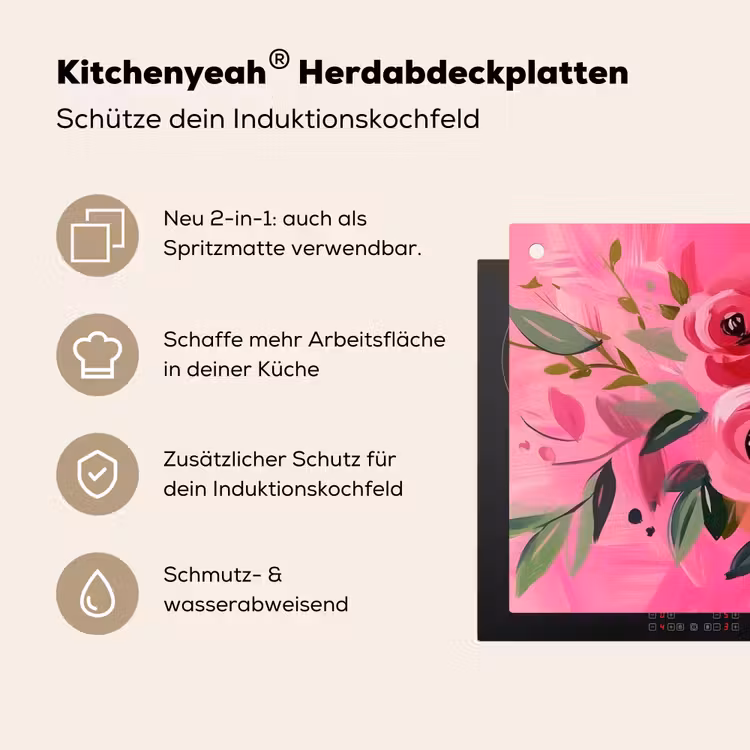 Bloemen - Verf - Roze Inductie beschemer met haakjes klein -ky-usp-de