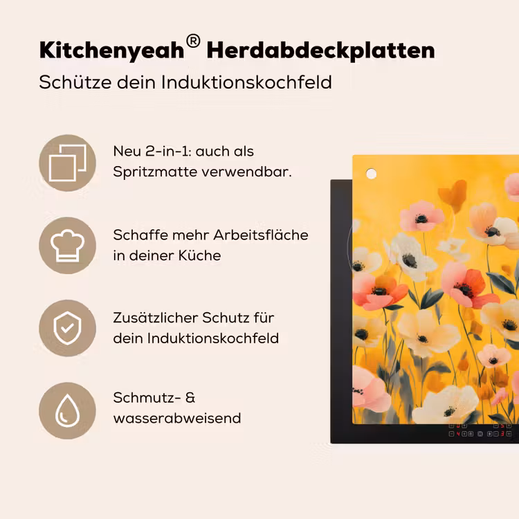 Bloemen - Veld - Geel Inductie beschemer met haakjes klein -ky-usp-de