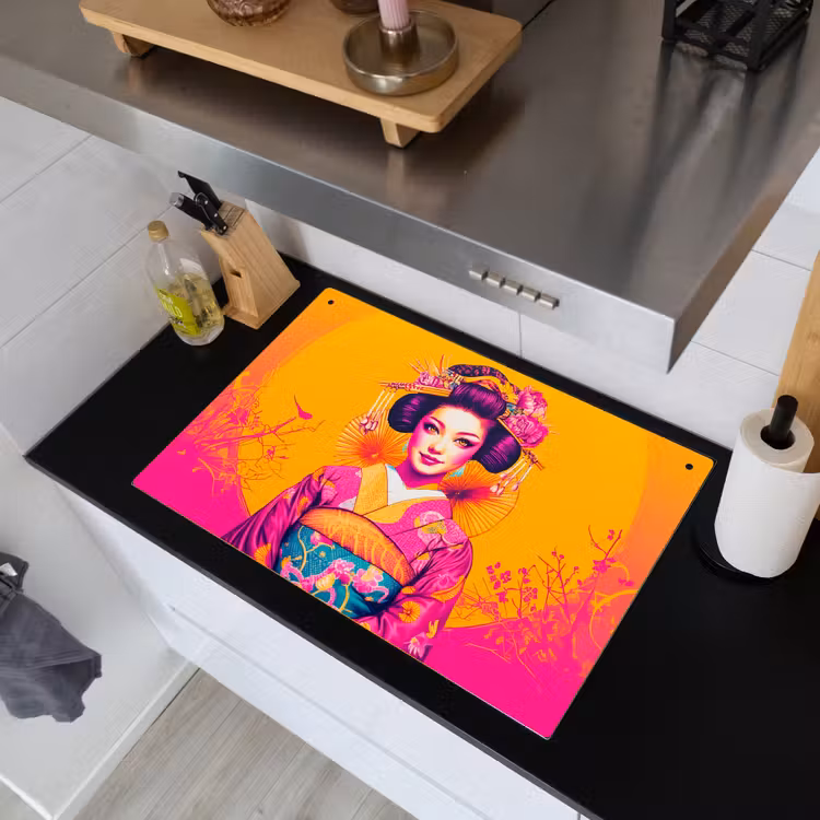 Bloemen - Vrouw - Kimono - Roze Inductie beschemer met haakjes klein -sfeer1