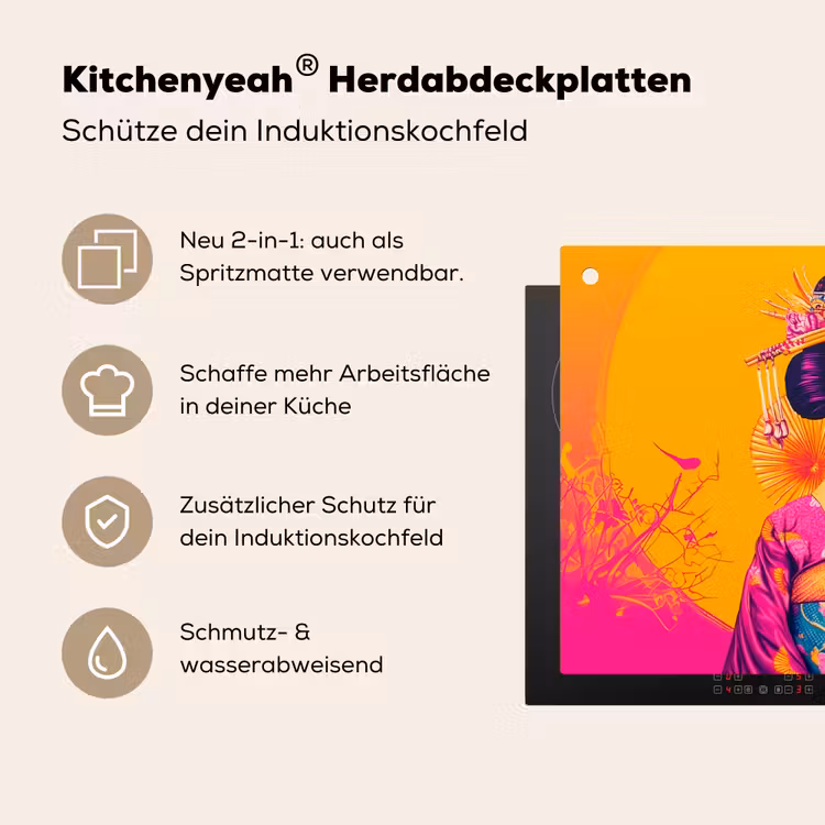 Bloemen - Vrouw - Kimono - Roze Inductie beschemer met haakjes klein -ky-usp-de