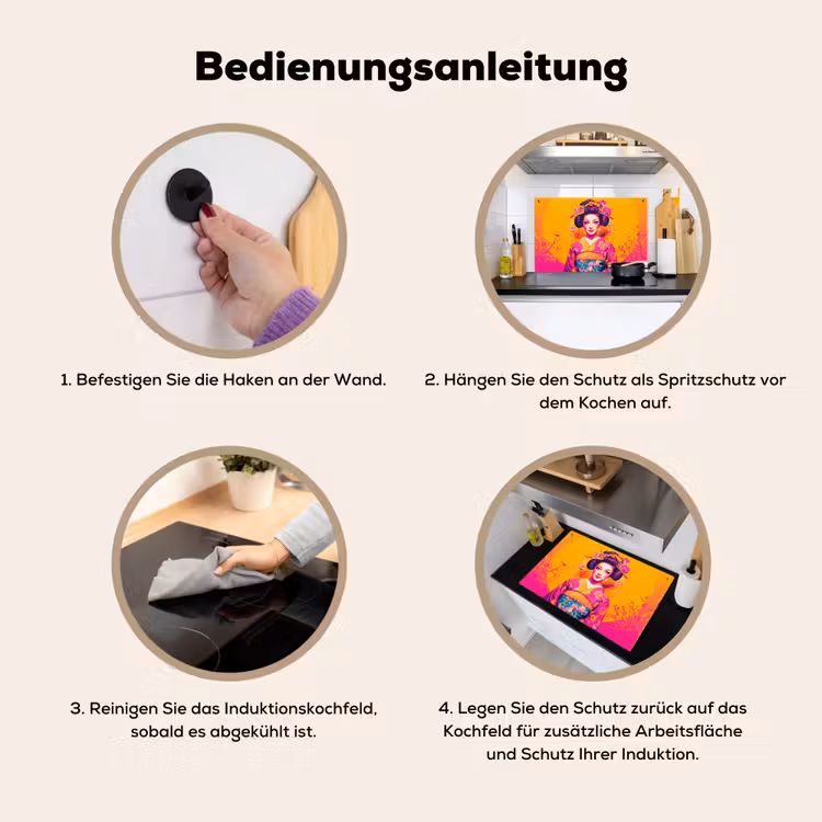 Bloemen - Vrouw - Kimono - Roze Inductie beschemer met haakjes klein -ky-gebruik-de