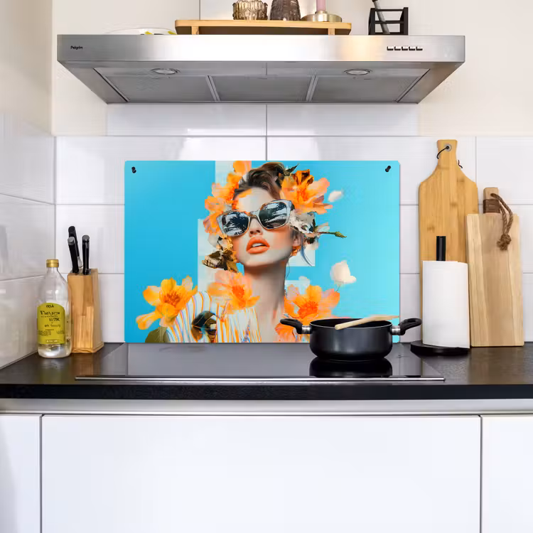 Bloemen - Vrouw - Zonnebril - Blauw Inductie beschemer met haakjes klein -sfeer2