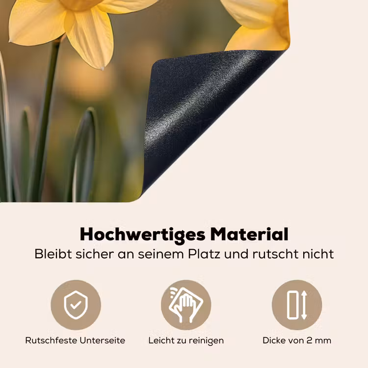 Bloemen - Geel - Wazig Inductie beschemer met haakjes klein -ky-onderkant-de