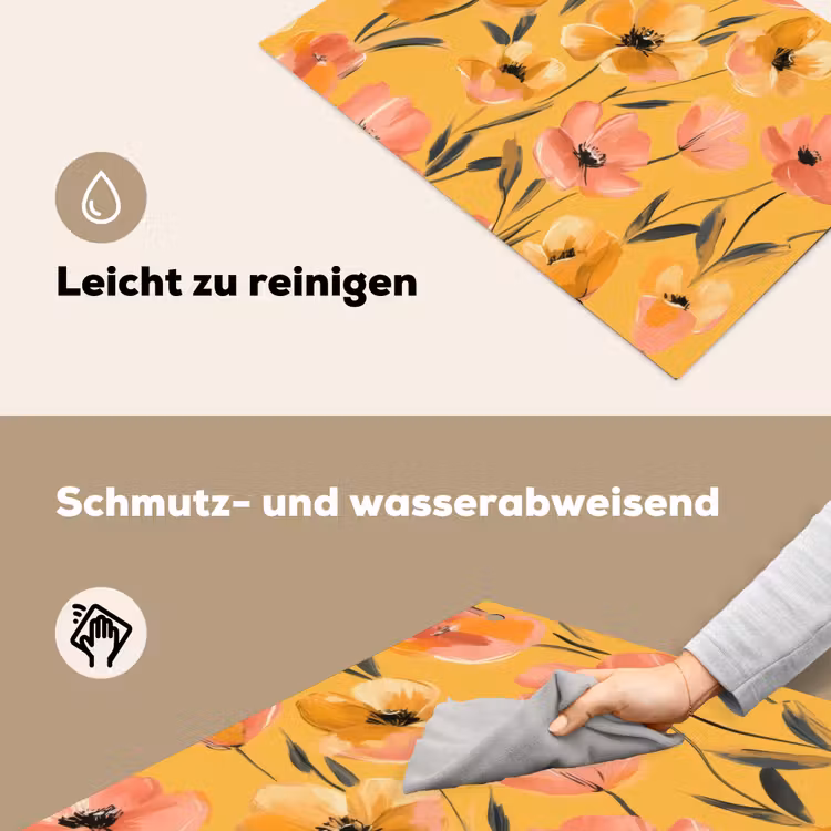 Bloemen - Geschilderd - Geel Inductie beschemer met haakjes klein -ky-schoon-de