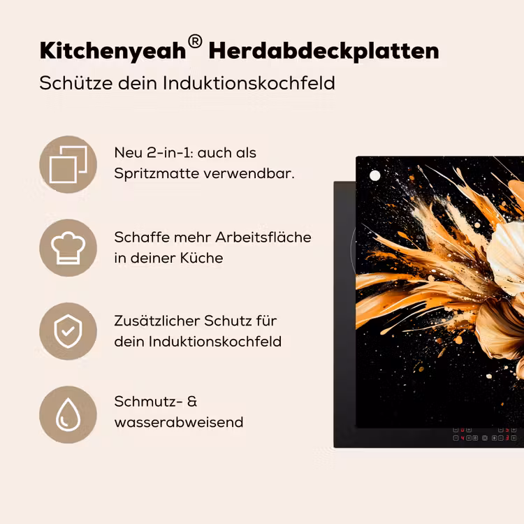 Bloemen - Goud - Graffiti - Zwart - Abstract Inductie beschemer met haakjes klein -ky-usp-de