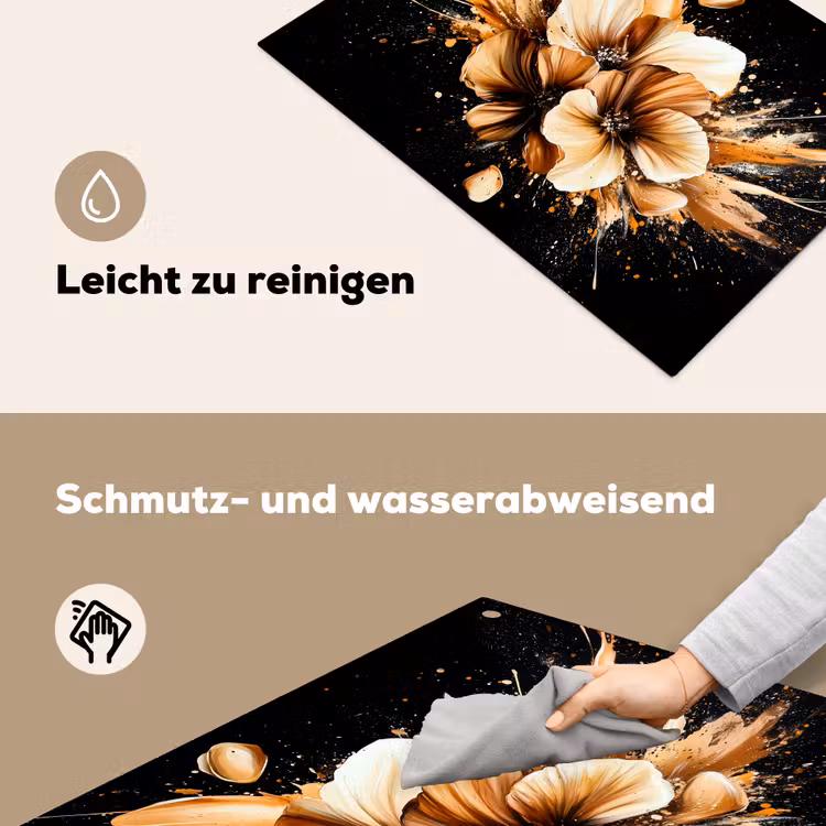 Bloemen - Goud - Graffiti - Zwart - Abstract Inductie beschemer met haakjes klein -ky-schoon-de