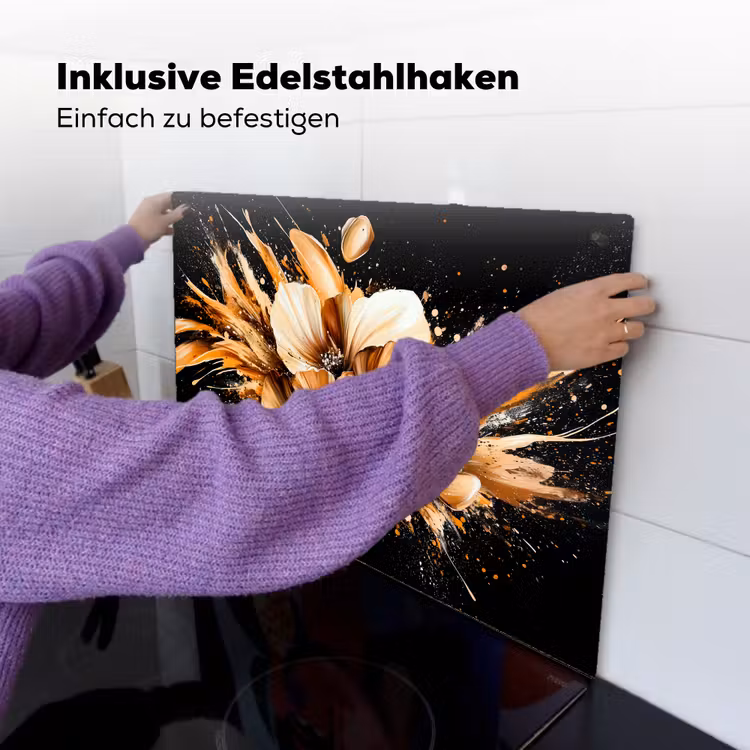 Bloemen - Goud - Graffiti - Zwart - Abstract Inductie beschemer met haakjes klein -ky-ophangen-de