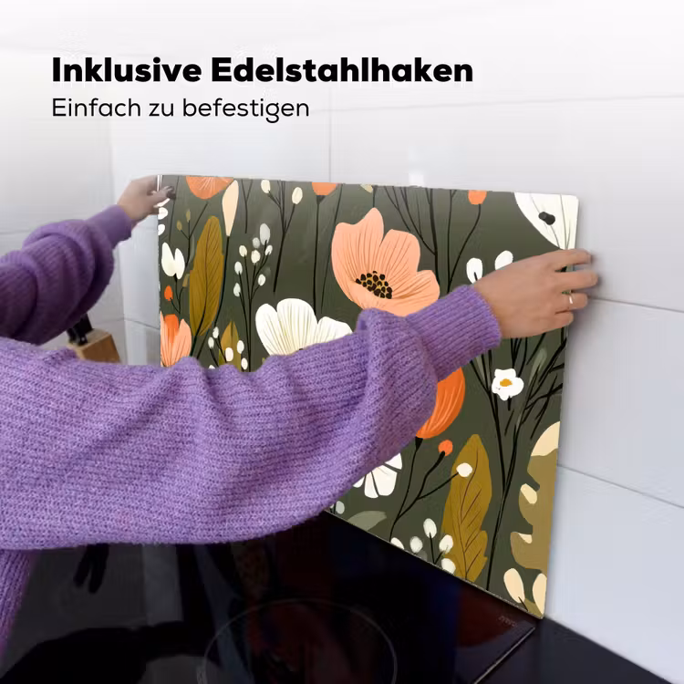 Bloemen - Illustratie - Groen Inductie beschemer met haakjes klein -ky-ophangen-de
