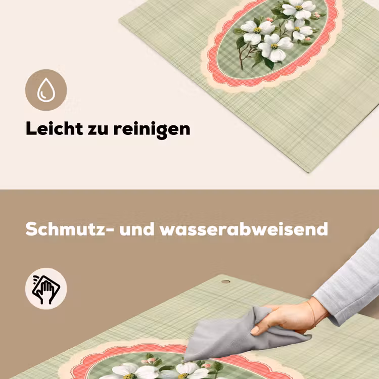 Bloemen - Illustratie - Geruit - Groen Inductie beschemer met haakjes klein -ky-schoon-de