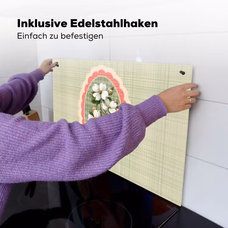 Bloemen - Illustratie - Geruit - Groen Inductie beschemer met haakjes klein -ky-ophangen-de