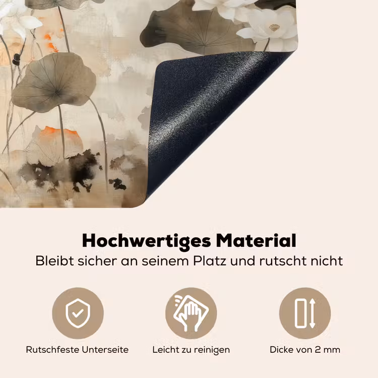 Bloemen - Japandi - Wabi sabi Inductie beschemer met haakjes klein -ky-onderkant-de