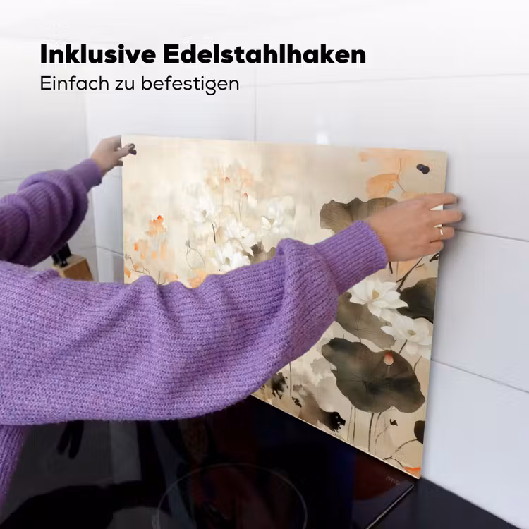 Bloemen - Japandi - Wabi sabi Inductie beschemer met haakjes klein -ky-ophangen-de