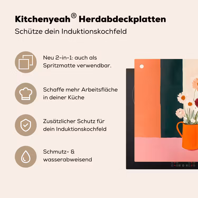 Bloemen - Koffie - Raam Inductie beschemer met haakjes klein -ky-usp-de